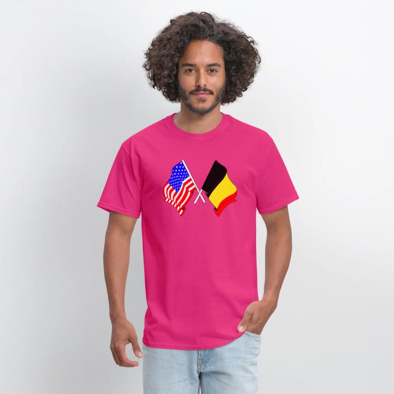 Flag of the United States USA and flag Belgium