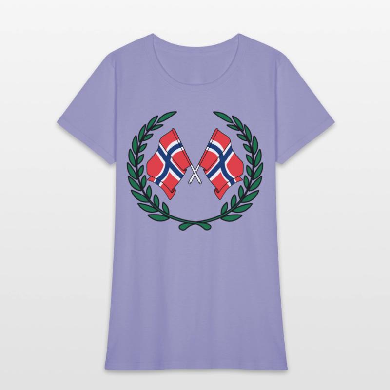 Flags Norway in laurel wreath