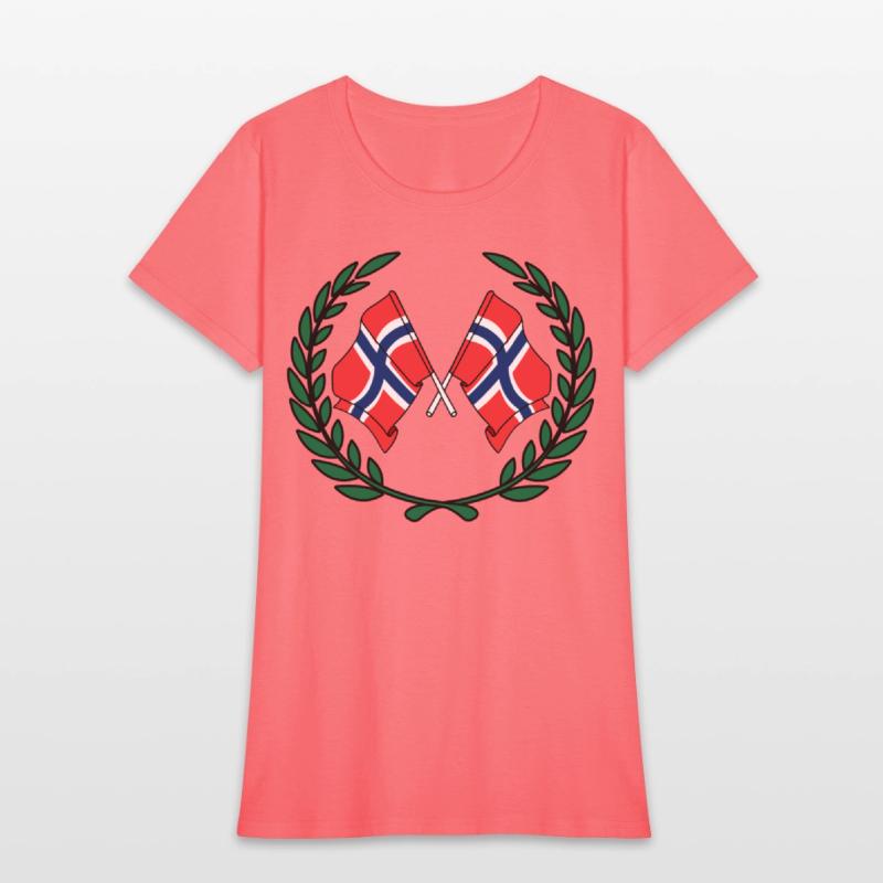 Flags Norway in laurel wreath