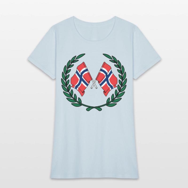 Flags Norway in laurel wreath