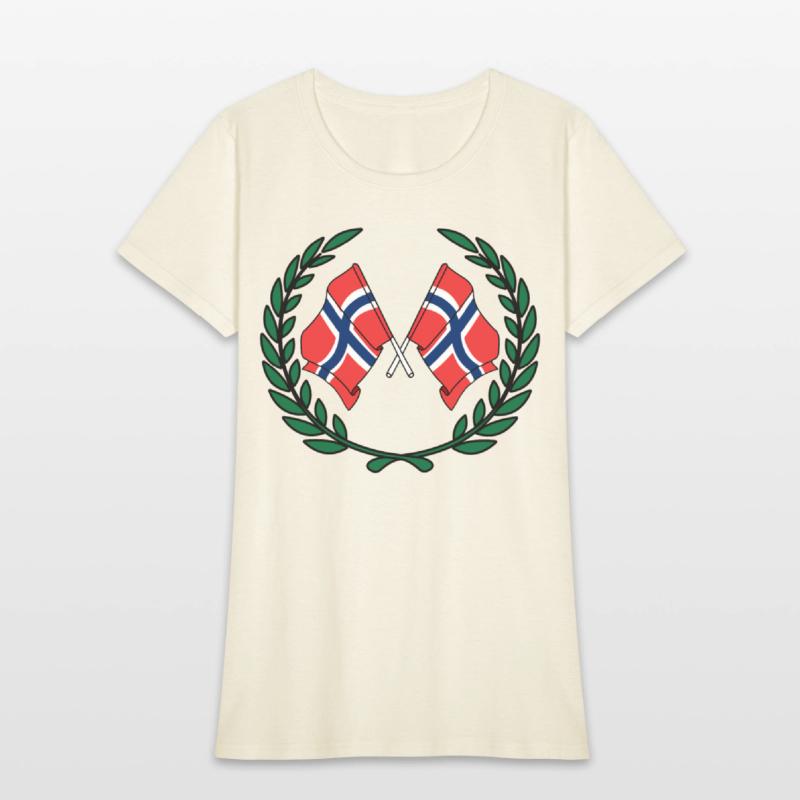 Flags Norway in laurel wreath