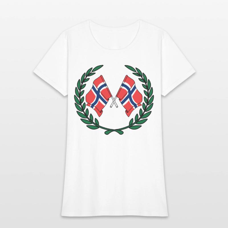 Flags Norway in laurel wreath