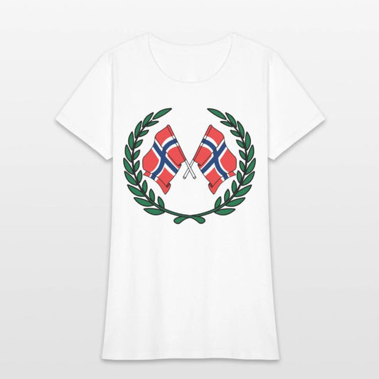 Flags Norway in laurel wreath