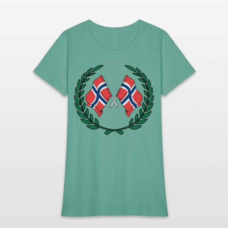 Flags Norway in laurel wreath