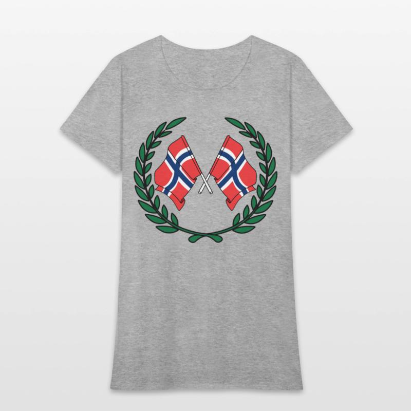 Flags Norway in laurel wreath