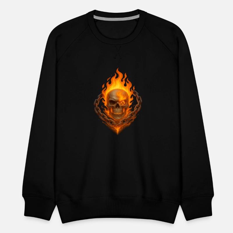 Flaming Skull with Burning Chain