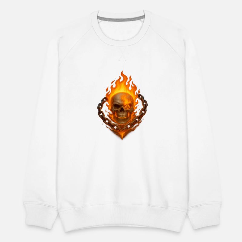 Flaming Skull with Burning Chain