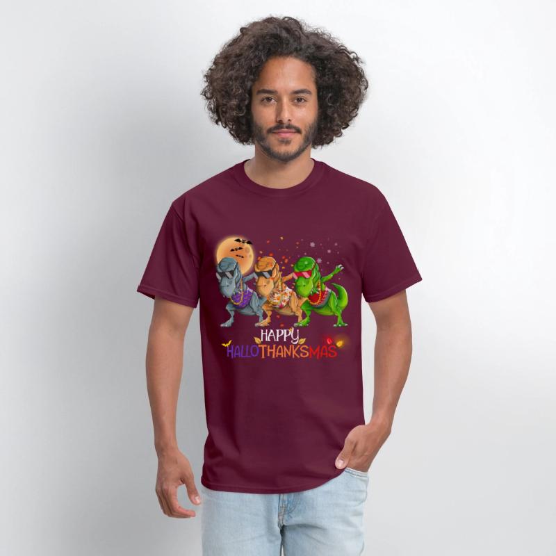 Funny Dabbing Rapper Dinosaur Happy HalloThanksMas