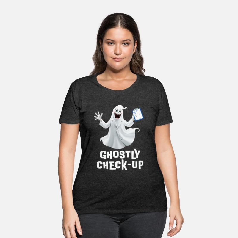 Ghostly check-up. Ghost in a doctor's coat.