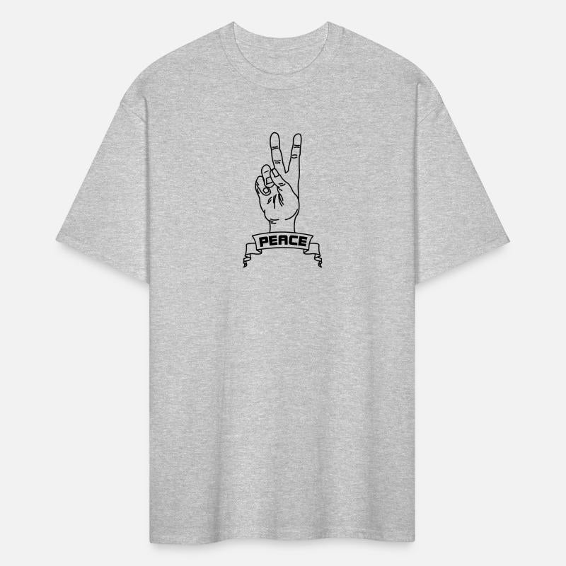 Hand gestures peace with text 'PEACE'