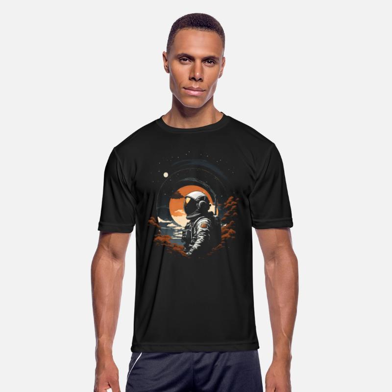 Lost Cosmonaut in autumn in outer unexplored space