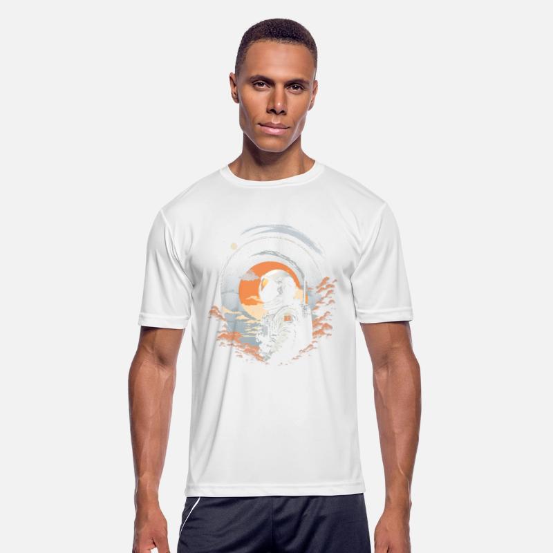 Lost Cosmonaut in autumn in outer unexplored space