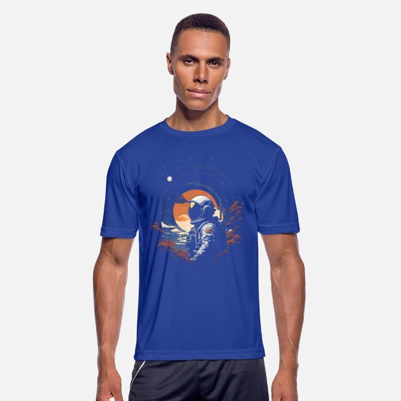 Lost Cosmonaut in autumn in outer unexplored space