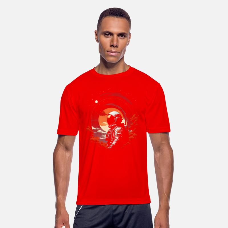 Lost Cosmonaut in autumn in outer unexplored space