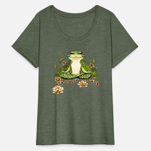 Meditating Frog, Cottagecore Yoga t-shirt Frog