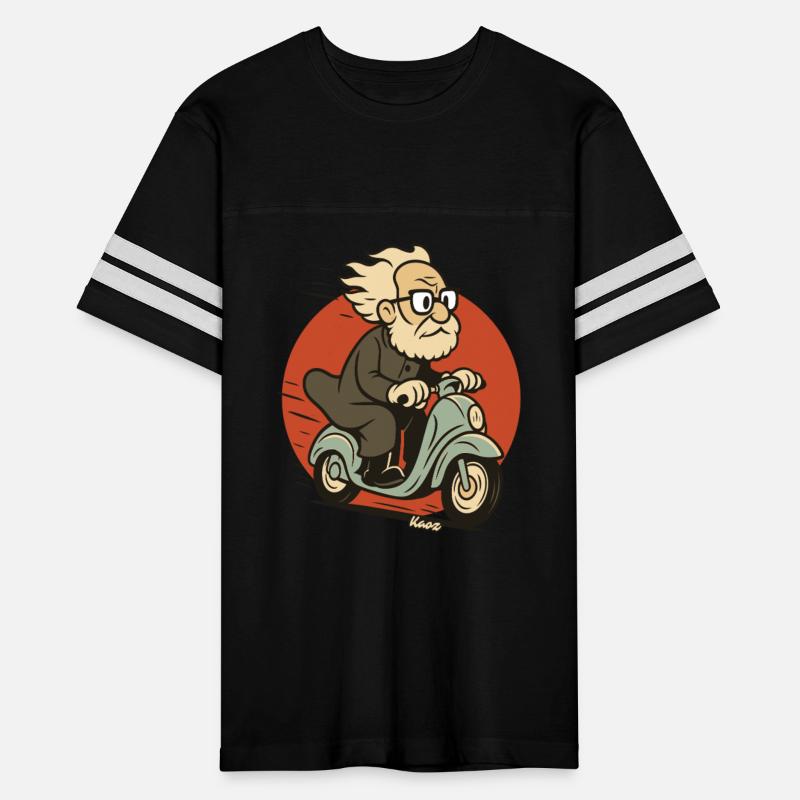 old smart guy on a scooter motorcycle