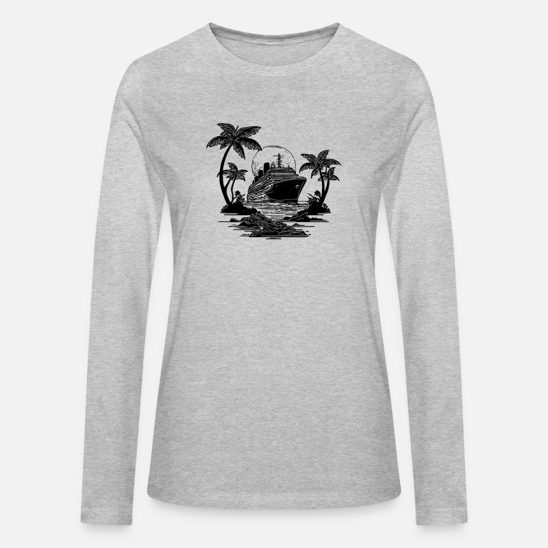 Palm Trees With Cruise Ship At Sunset