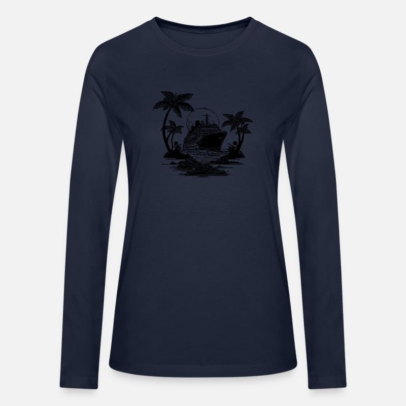 Palm Trees With Cruise Ship At Sunset