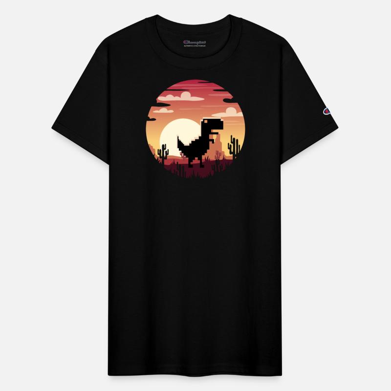 Pixel Dino T Rex Sunset