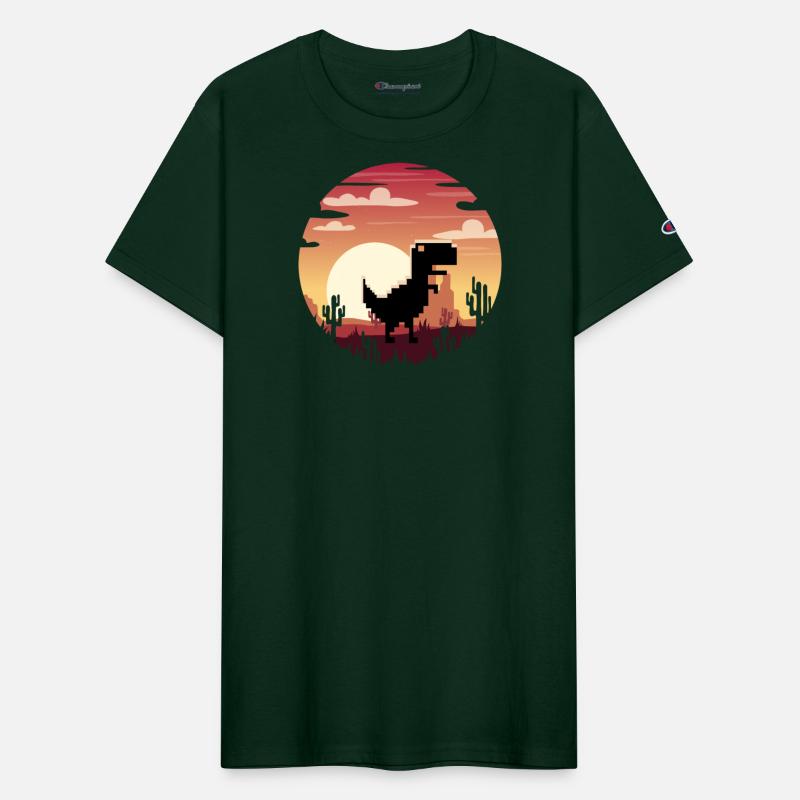 Pixel Dino T Rex Sunset