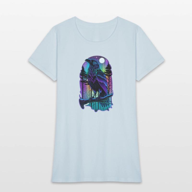 Raven Forest Neon Animal Bird Gothic Metal 80s