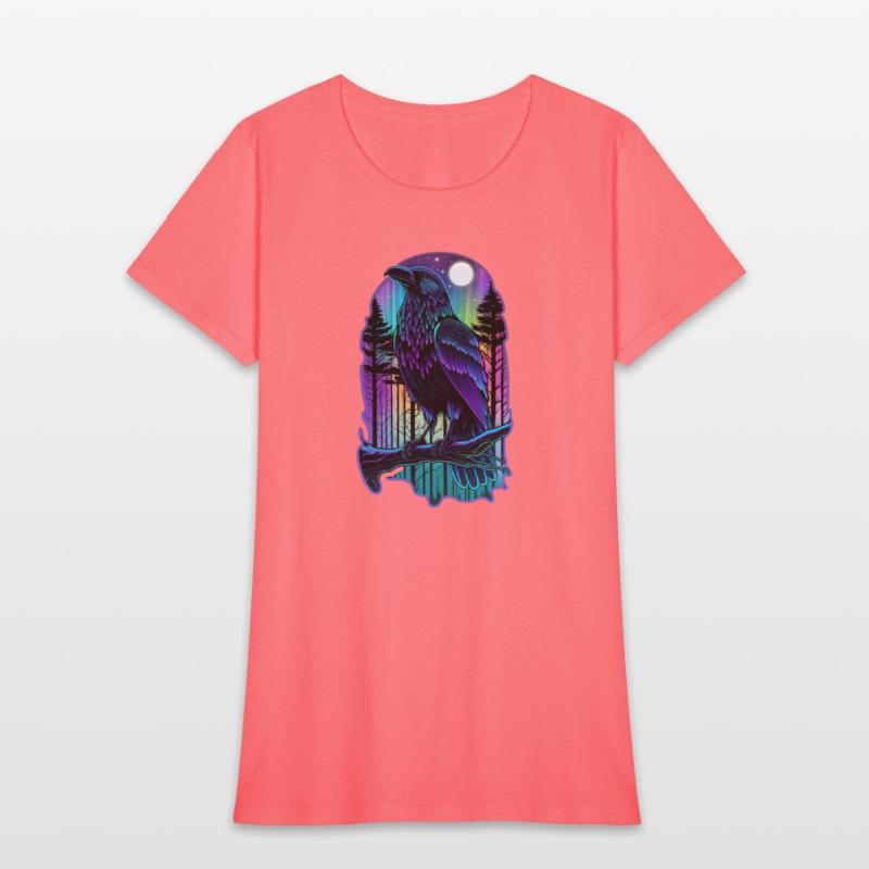 Raven Forest Neon Animal Bird Gothic Metal 80s