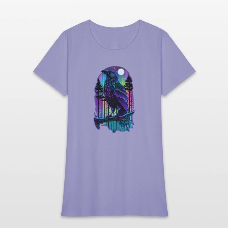 Raven Forest Neon Animal Bird Gothic Metal 80s