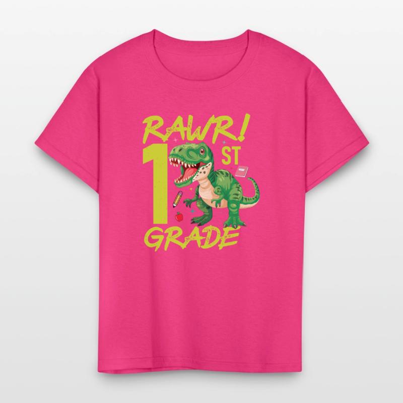 Rawr 1st Grade kids first day of school Dinosaurs