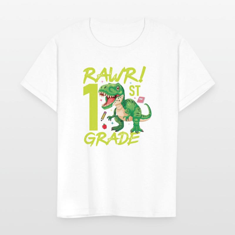 Rawr 1st Grade kids first day of school Dinosaurs