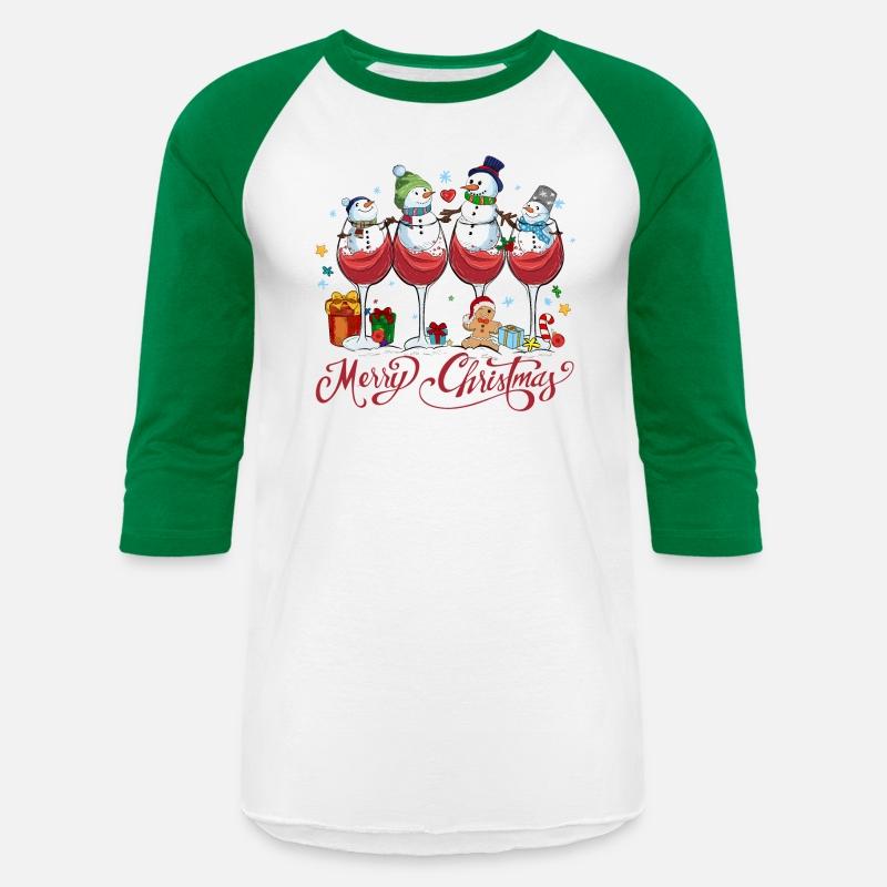 Red Wine Glasses with Snow Men Funny Christmas