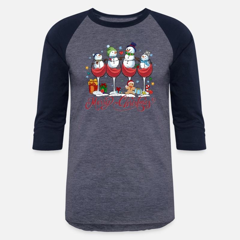 Red Wine Glasses with Snow Men Funny Christmas