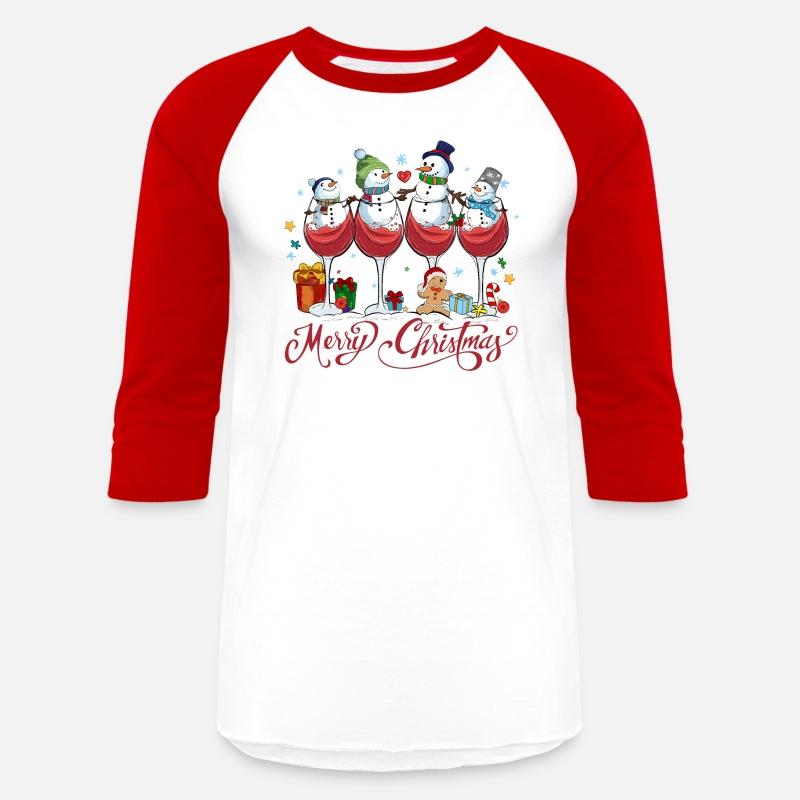 Red Wine Glasses with Snow Men Funny Christmas