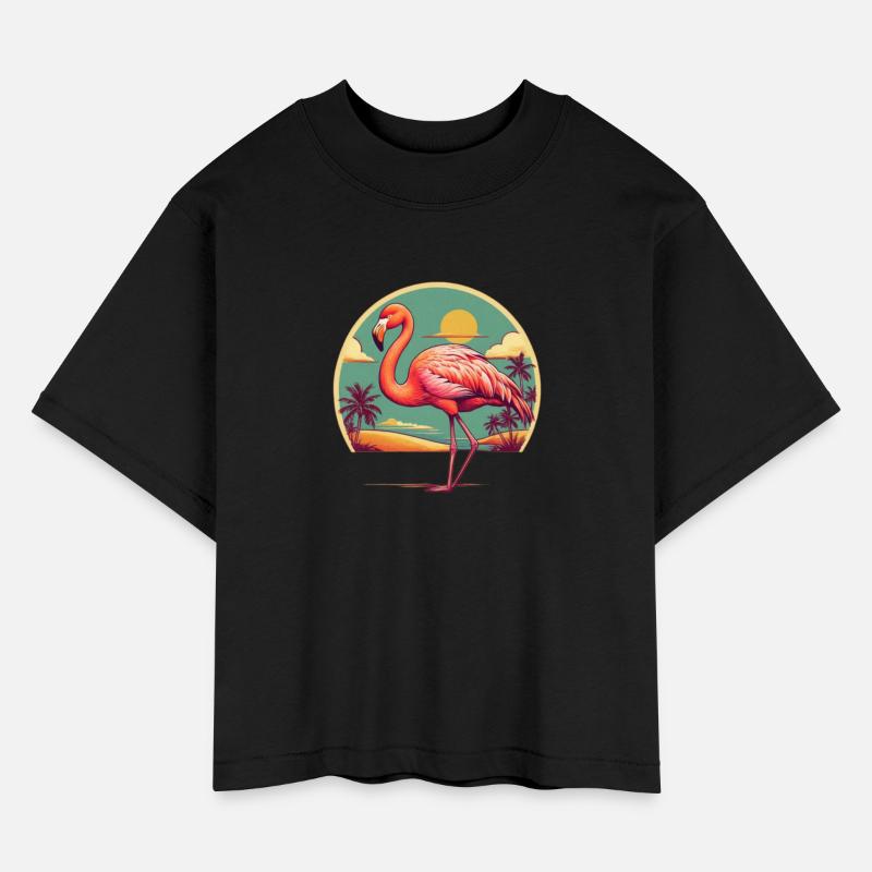 Retro Comic Style Flamingo Tee - Vintage Tropical