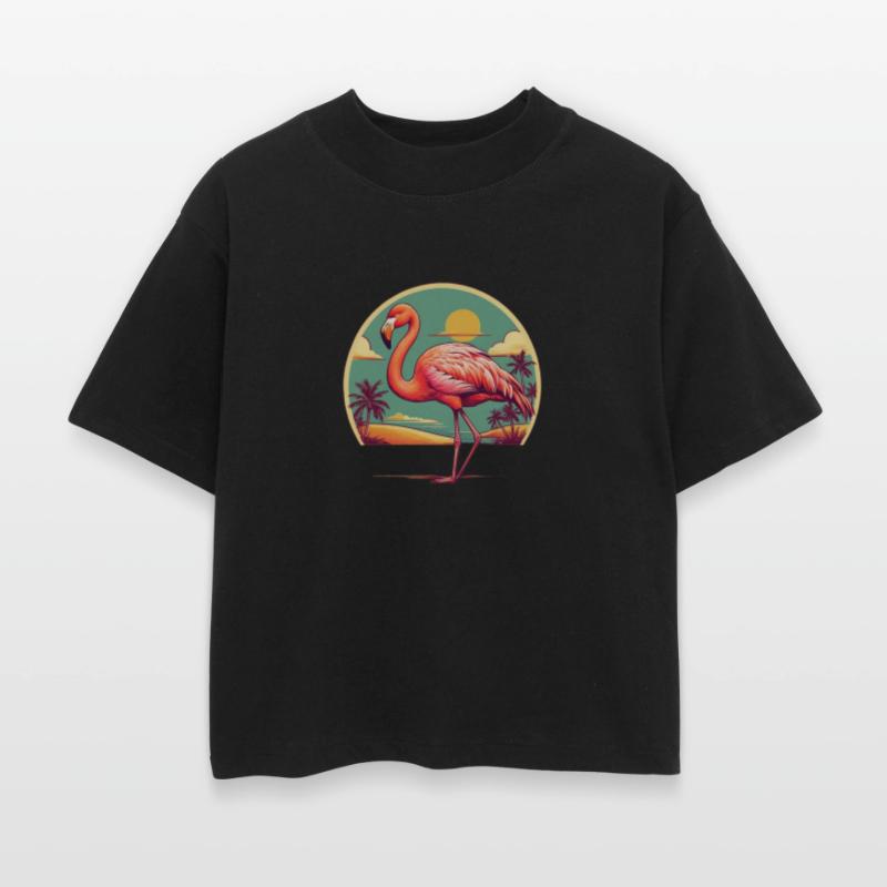 Retro Comic Style Flamingo Tee - Vintage Tropical