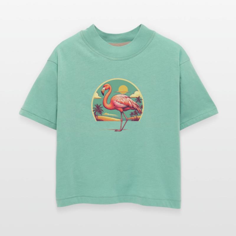 Retro Comic Style Flamingo Tee - Vintage Tropical