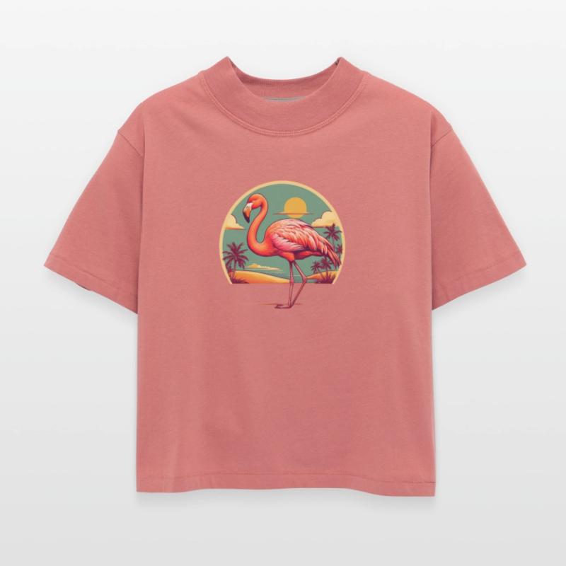 Retro Comic Style Flamingo Tee - Vintage Tropical
