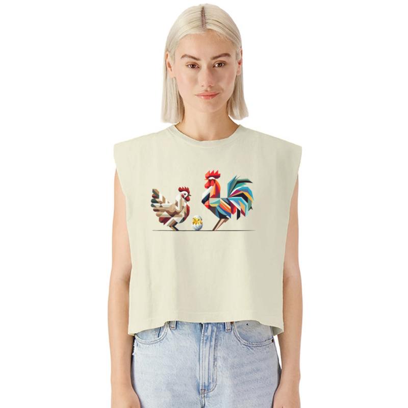 Rooster, Hen, and Chick – Geometric Easter Motif