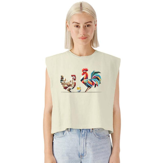 Rooster, Hen, and Chick – Geometric Easter Motif