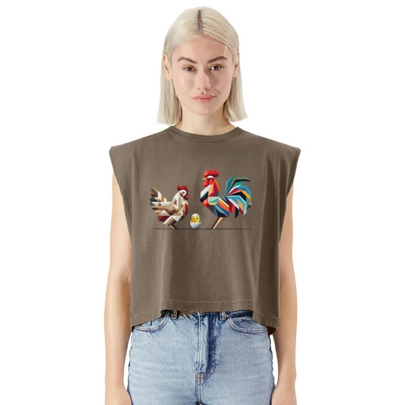 Rooster, Hen, and Chick – Geometric Easter Motif