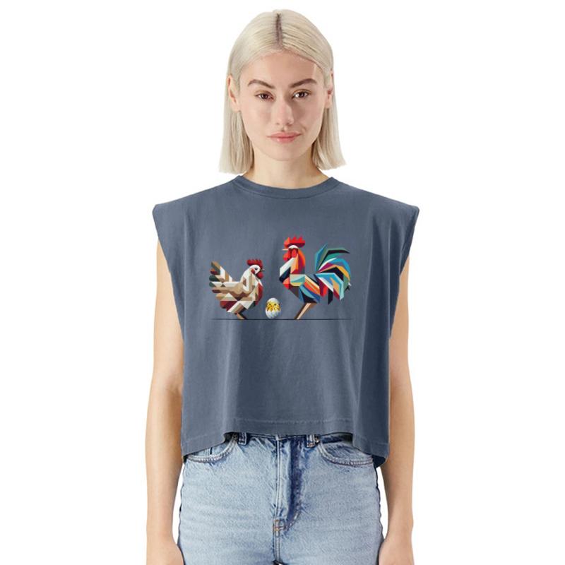 Rooster, Hen, and Chick – Geometric Easter Motif