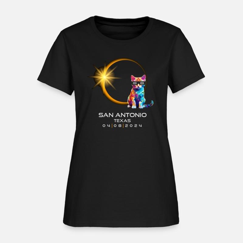 San Antonio Texas 2024 Eclipse Souvenir Funny Cat