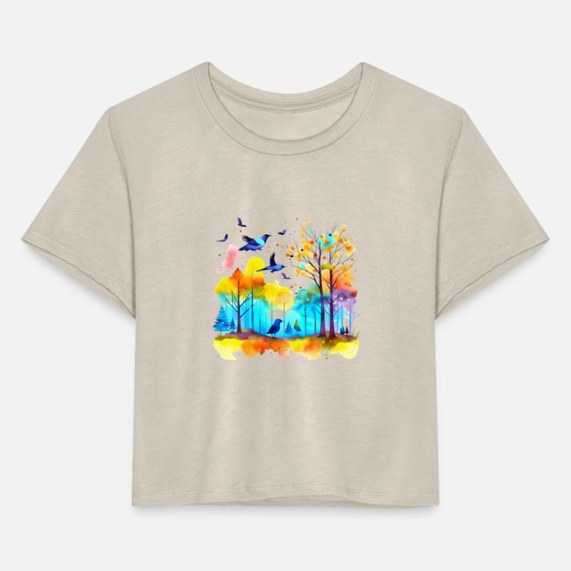 Serenity in Flight: Watercolor Birds over Forest