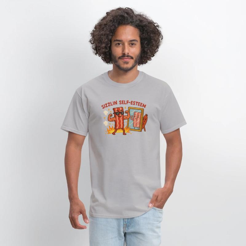 Sizzlin Self Esteem Funny Bacon Shirt for Confiden