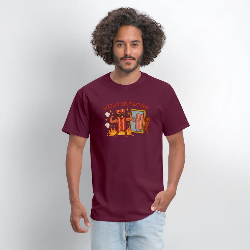 Sizzlin Self Esteem Funny Bacon Shirt for Confiden