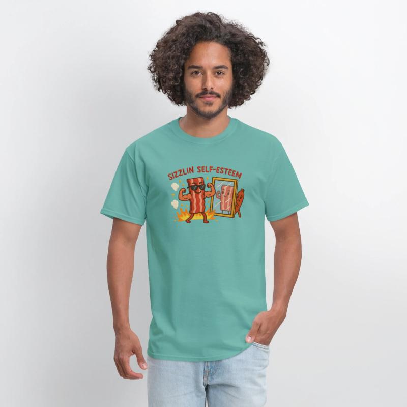 Sizzlin Self Esteem Funny Bacon Shirt for Confiden
