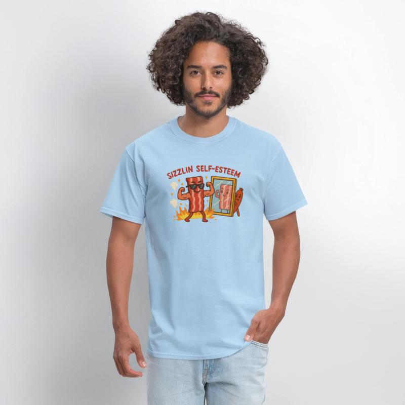 Sizzlin Self Esteem Funny Bacon Shirt for Confiden