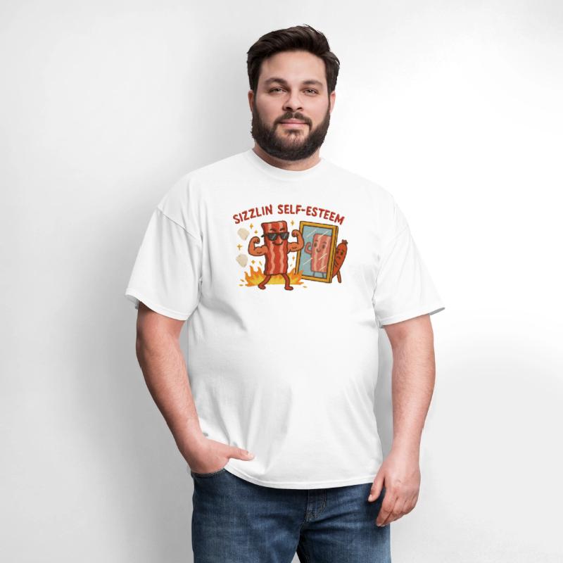 Sizzlin Self Esteem Funny Bacon Shirt for Confiden