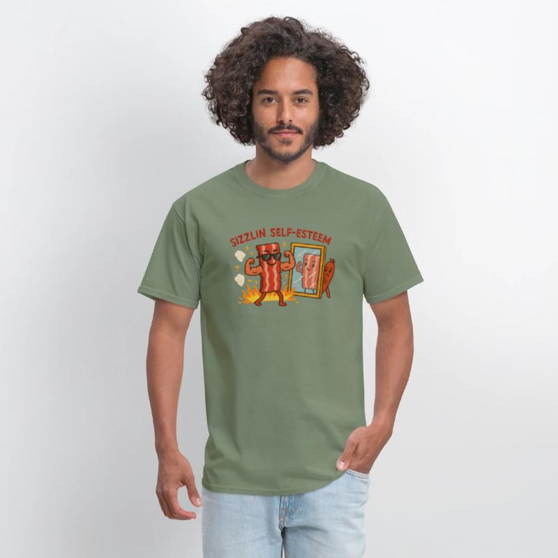 Sizzlin Self Esteem Funny Bacon Shirt for Confiden
