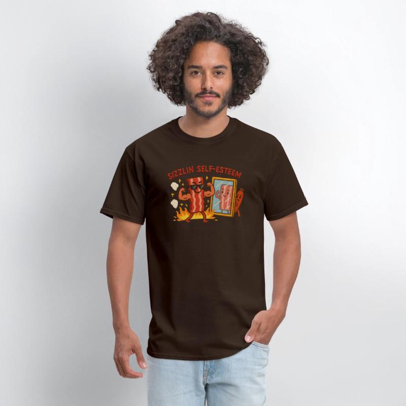 Sizzlin Self Esteem Funny Bacon Shirt for Confiden