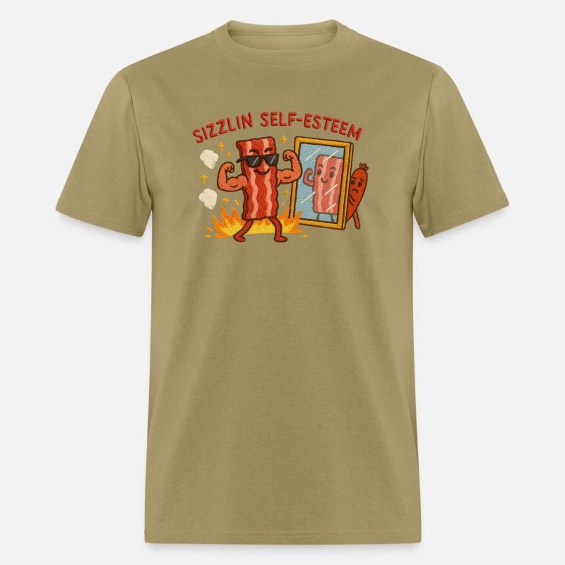 Sizzlin Self Esteem Funny Bacon Shirt for Confiden